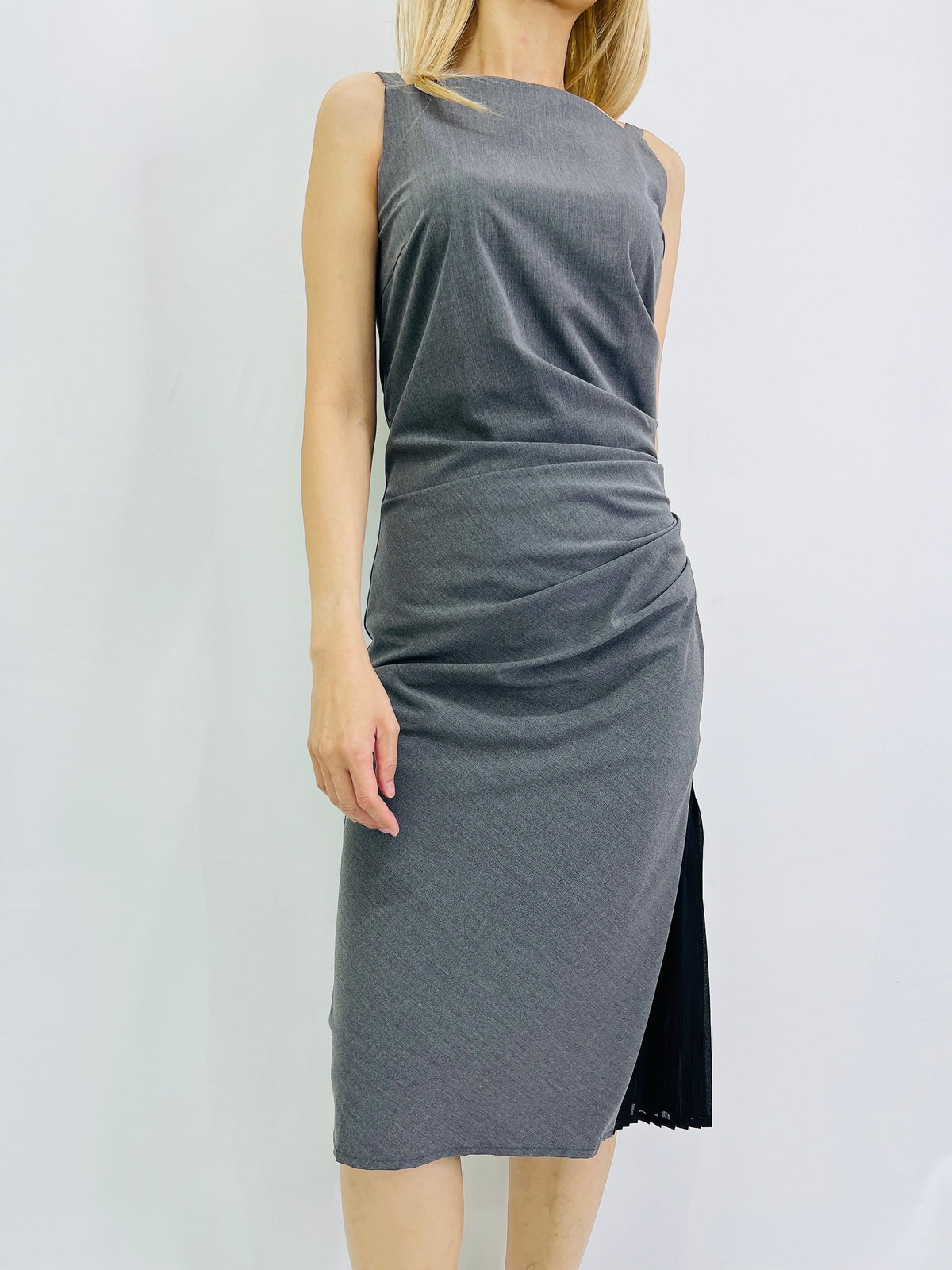 Macie Pleat Dress in Grey – LVER INTERNATIONAL